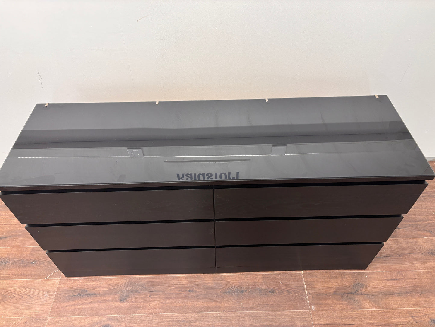 Ikea Malm 6 Laatikkoa Lipasto, musta, 160x78 cm/Senkki (Lasilevyllä) Kalustori