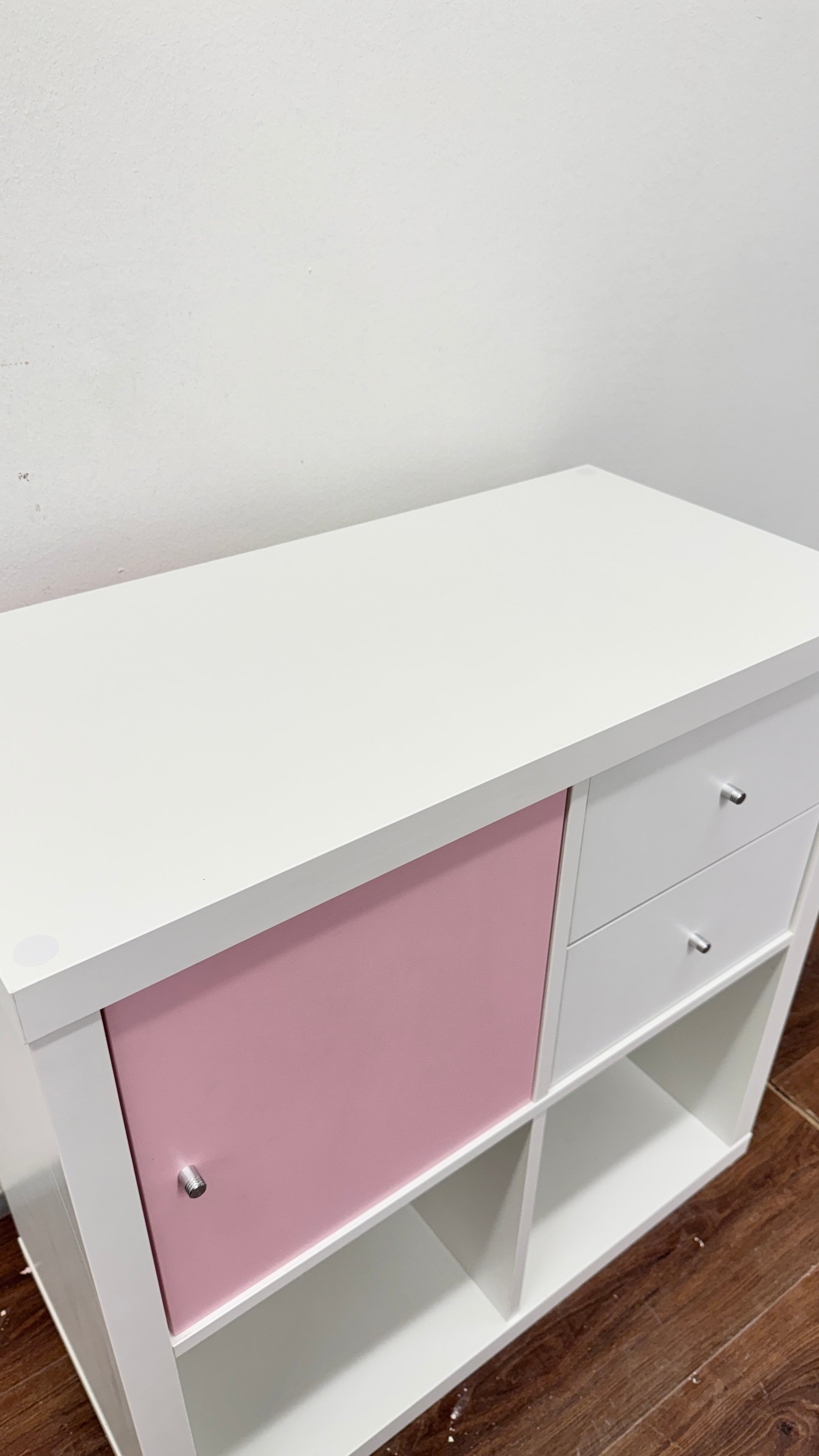 Ikea KALLAX Hylly ja ovi/2 laatikkoa, valkoinen, 77x77 cm Kalustori