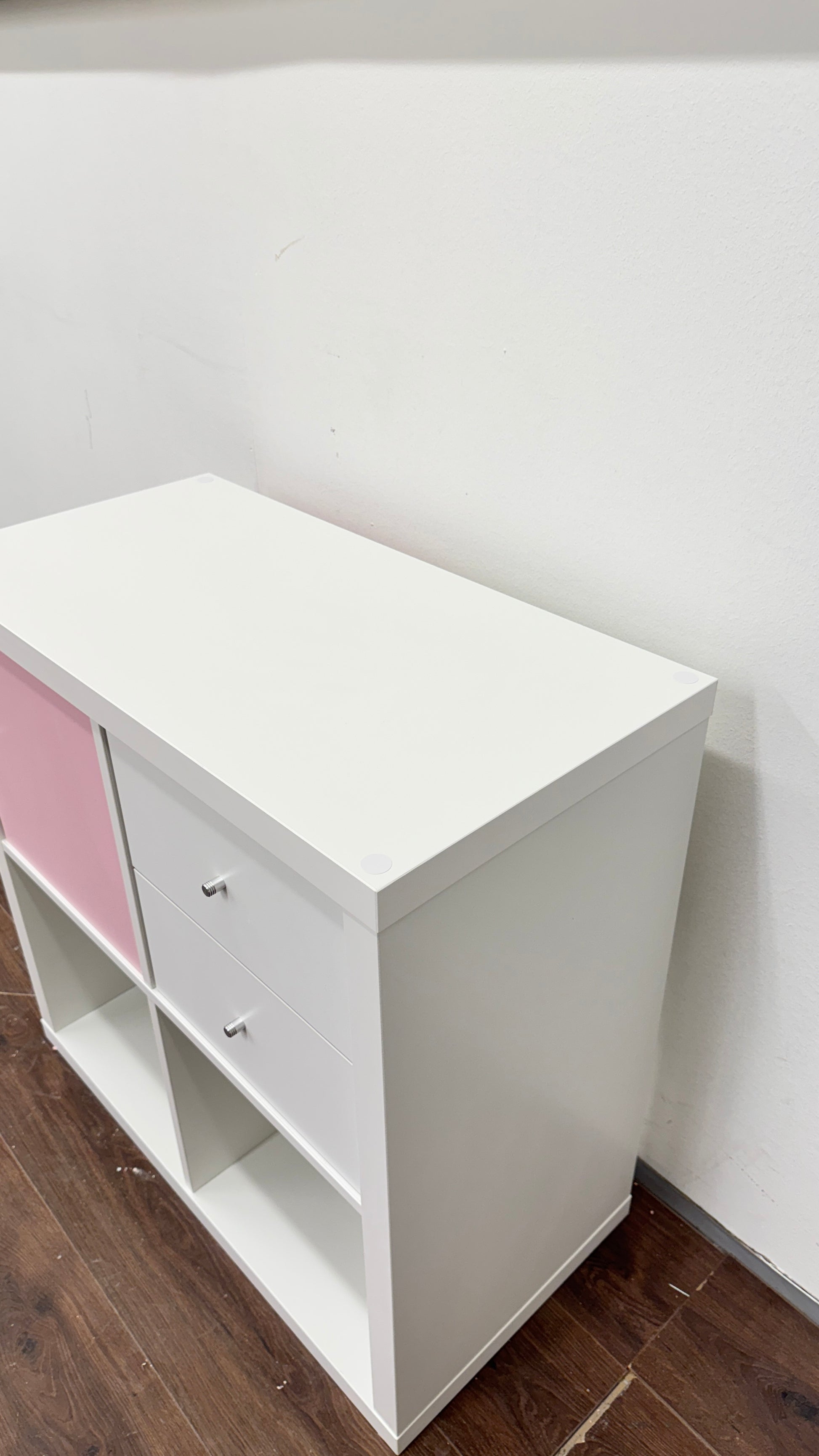 Ikea KALLAX Hylly ja ovi/2 laatikkoa, valkoinen, 77x77 cm Kalustori