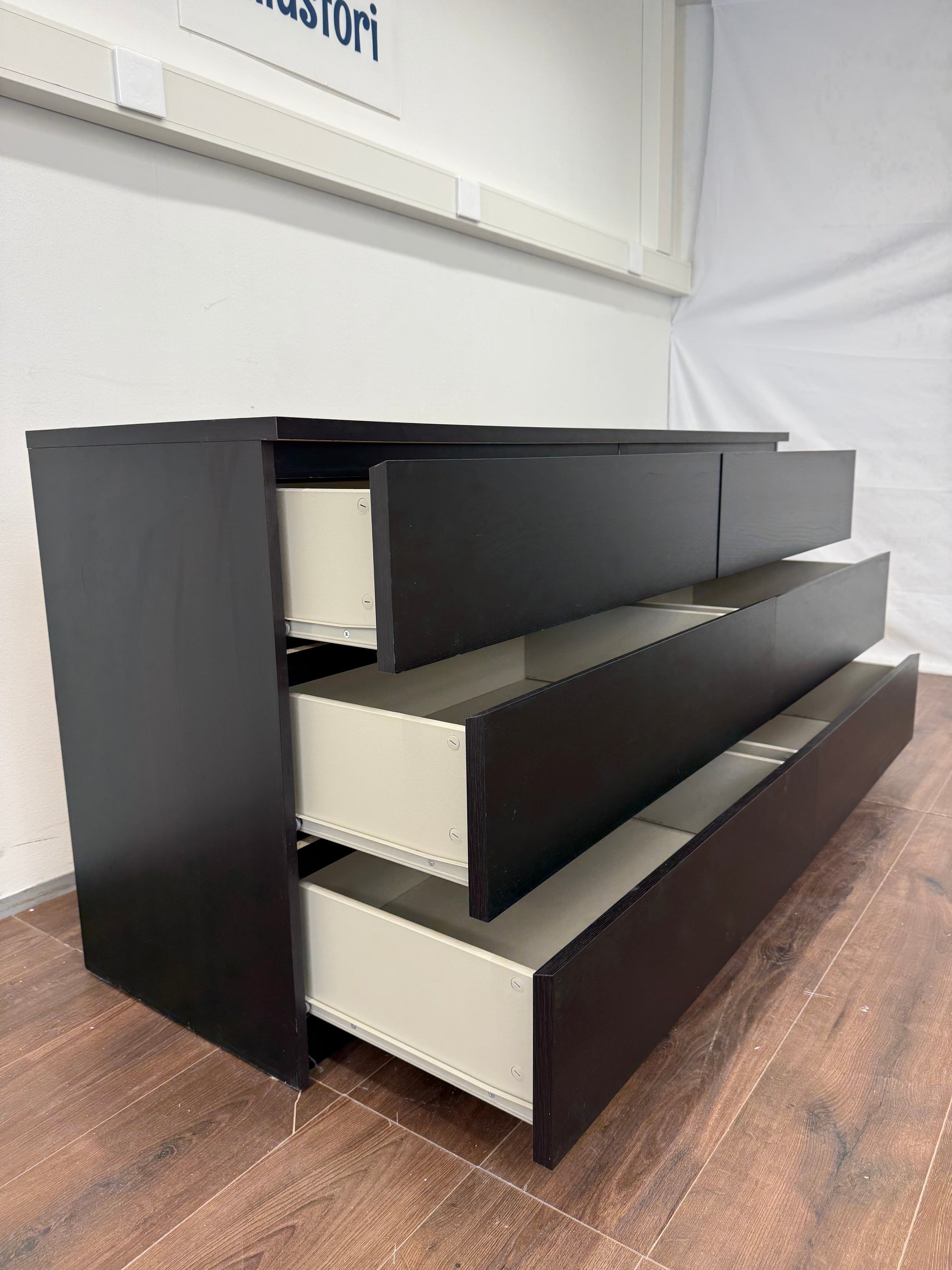 Ikea Malm 6 Laatikkoa Lipasto, musta, 160x78 cm Kalustori