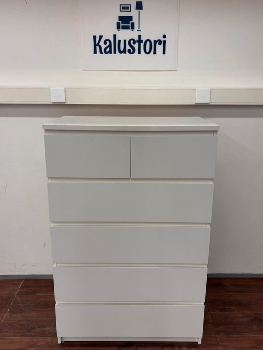 Ikea MALM Lipasto, 6 laatikkoa, valkoinen, 80x123 cm Kalustori