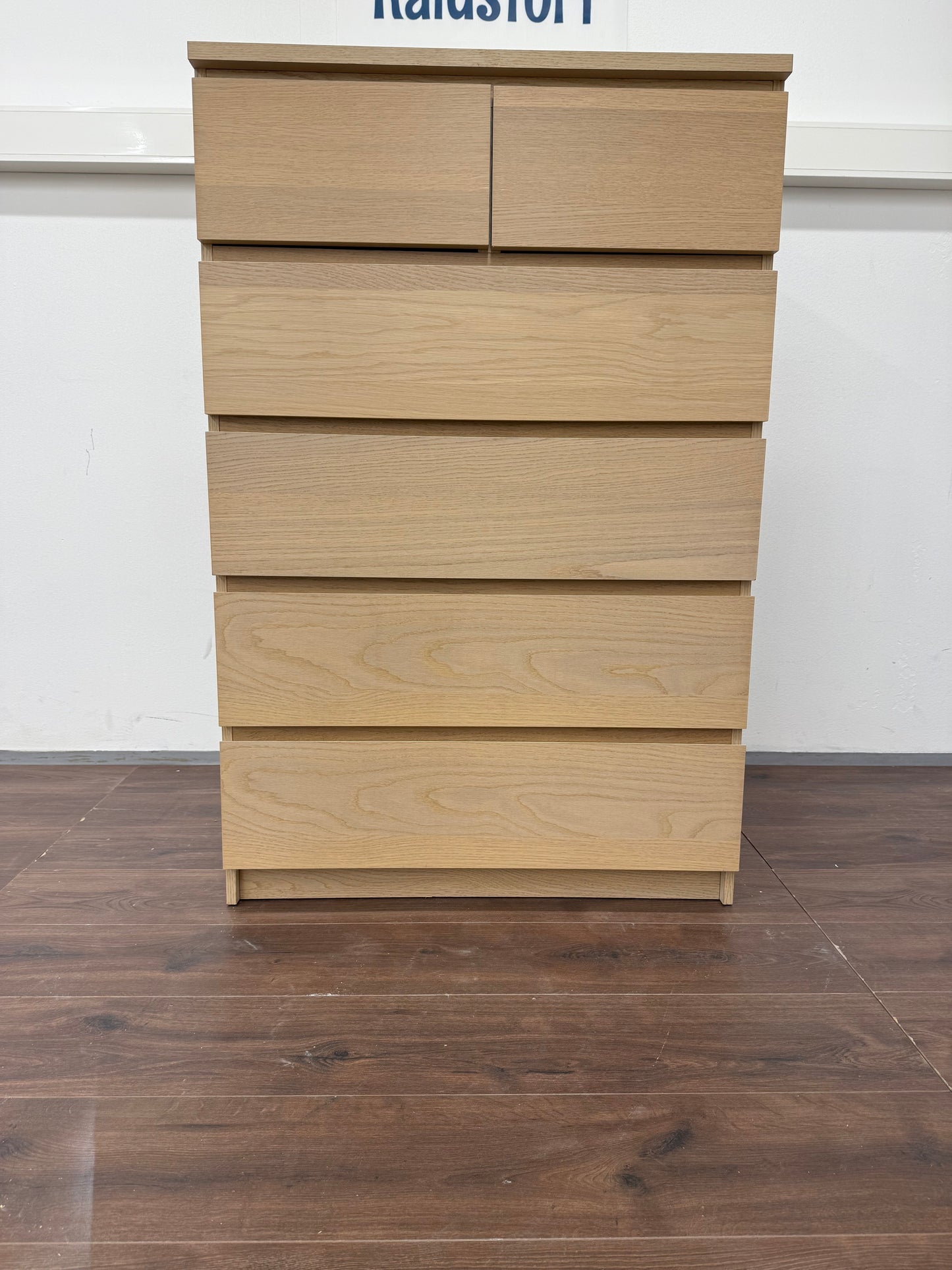 Ikea MALM Lipasto, 6 laatikkoa, vaaleaksi petsattu tammiviilu, 80x123 cm Kalustori