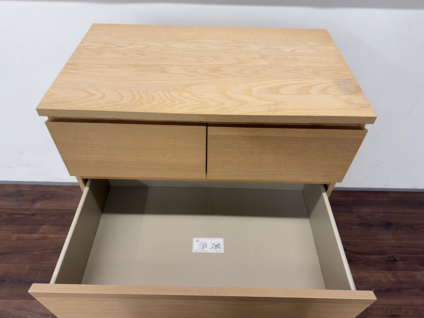 Ikea MALM Lipasto, 6 laatikkoa, vaaleaksi petsattu tammiviilu, 80x123 cm Kalustori