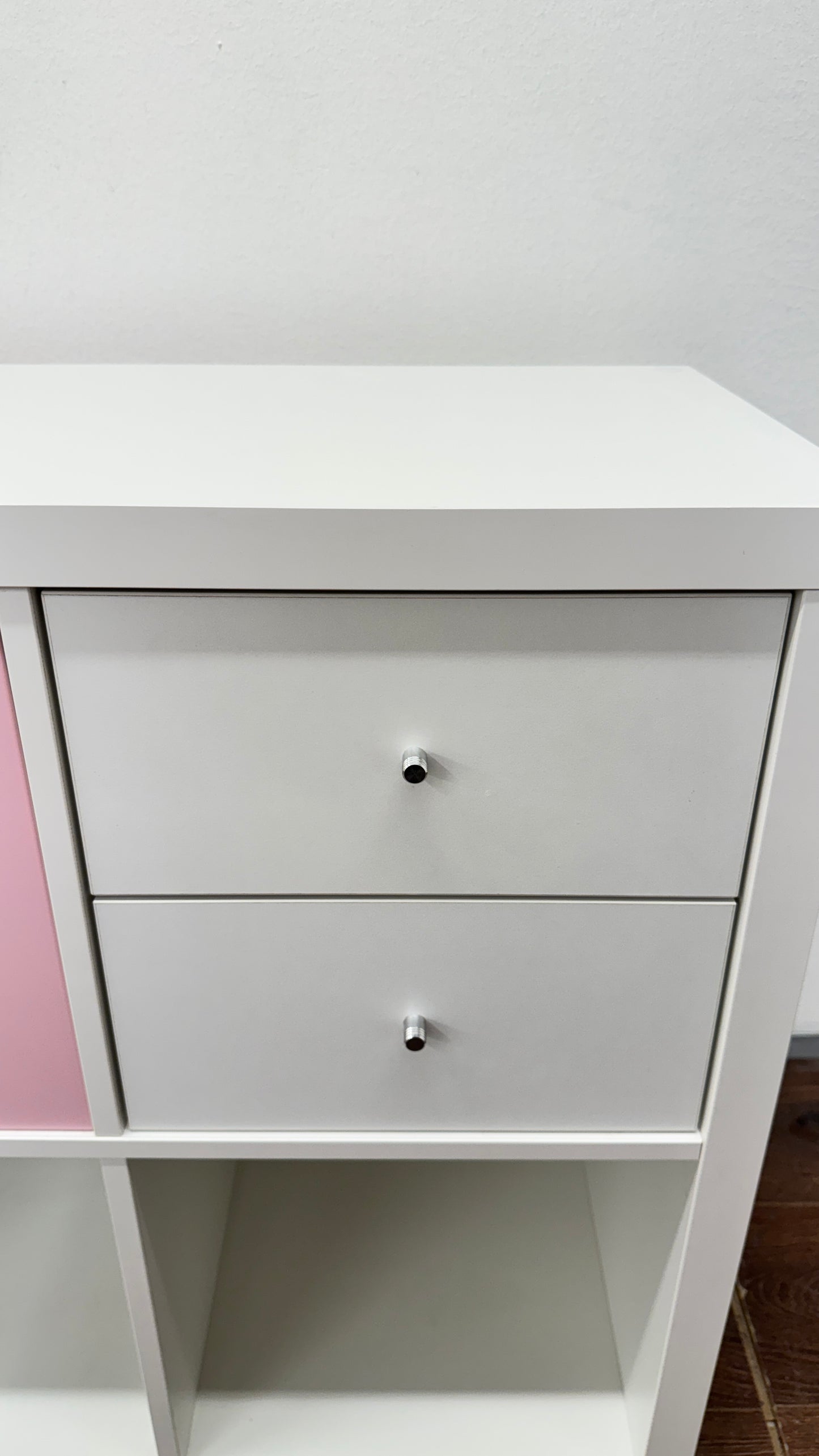 Ikea KALLAX Hylly ja ovi/2 laatikkoa, valkoinen, 77x77 cm Kalustori