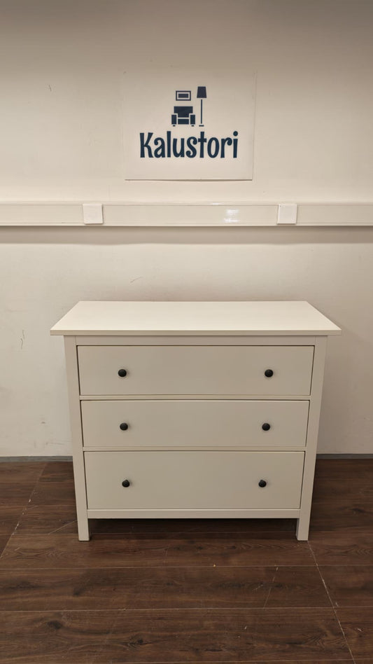 Ikea HEMNES Lipasto, 3 laatikkoa, valkoiseksi petsattu, 108x96 cm Kalustori
