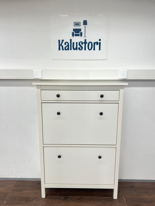 Ikea HEMNES Kenkäkaappi kahdella lokerolla, valkoinen 89 x 30 x 127 cm Kalustori