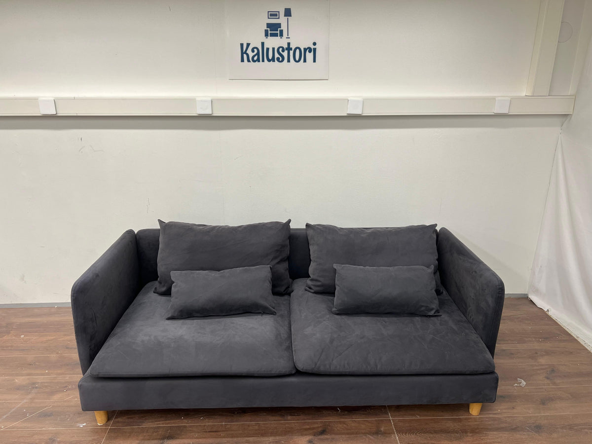 Ikea SÖDERHAMN 3-paikkainen sohva , fridtuna tummanharmaa, kaksoiskäsinoja Kalustori