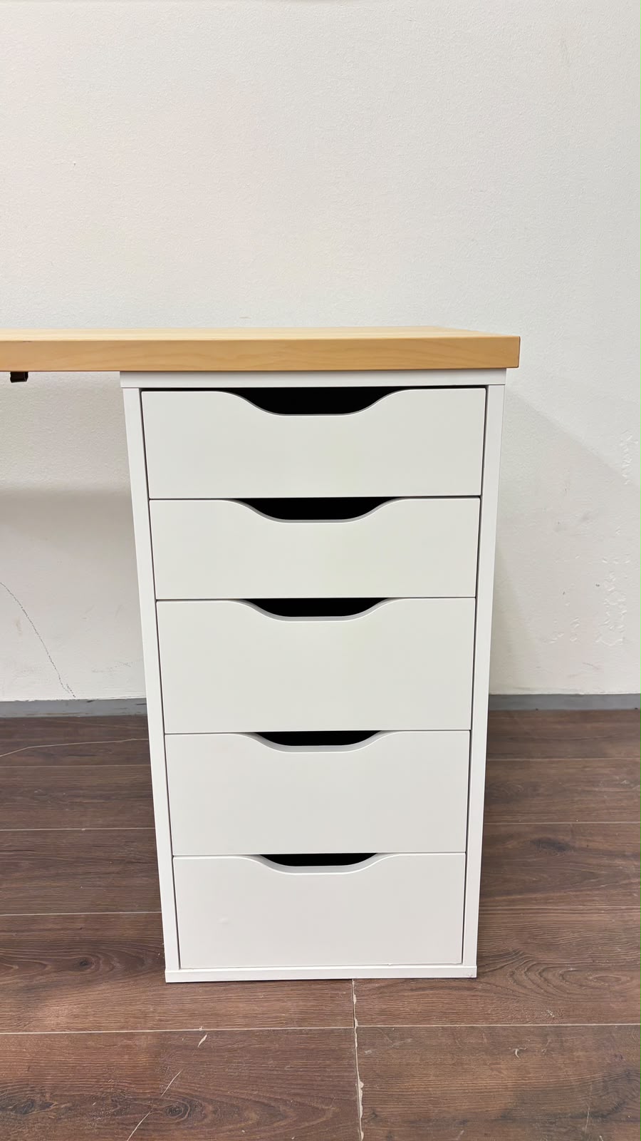 Ikea ANFALLARE / ALEX Työpöytä, bambu/valkoinen, 140x65 cm Kalustori