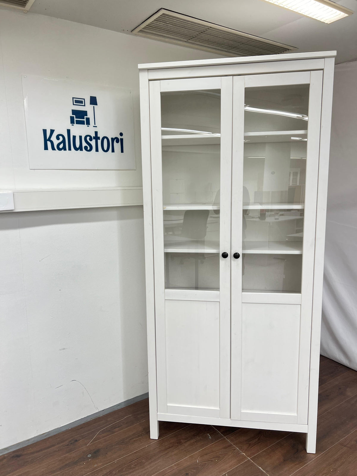 Ikea HEMNES lasiovinen kaappi , valkoinen lakka, 90x197 cm Kalustori