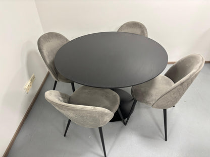 Pyöreä Ruokapöytä ja 4 Tuolia