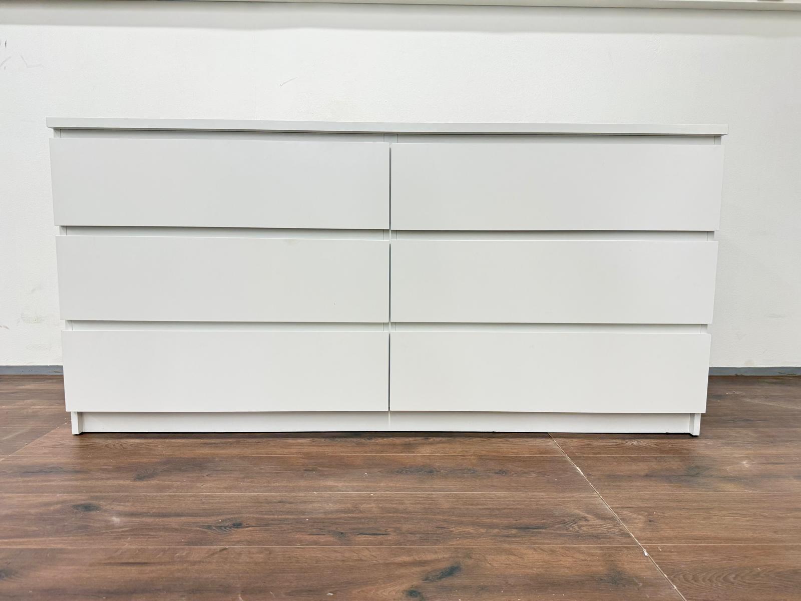 Ikea MALM Lipasto, 6 laatikkoa, valkoinen, 160x78 cm Kalustori