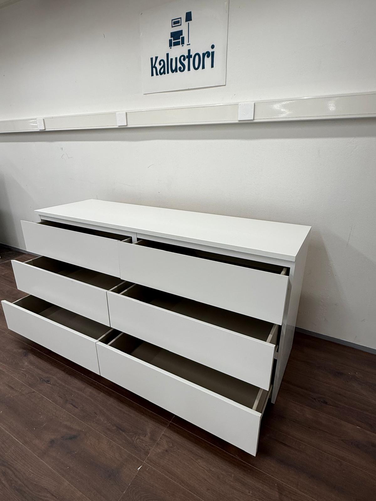 Ikea MALM Lipasto, 6 laatikkoa, valkoinen, 160x78 cm Kalustori