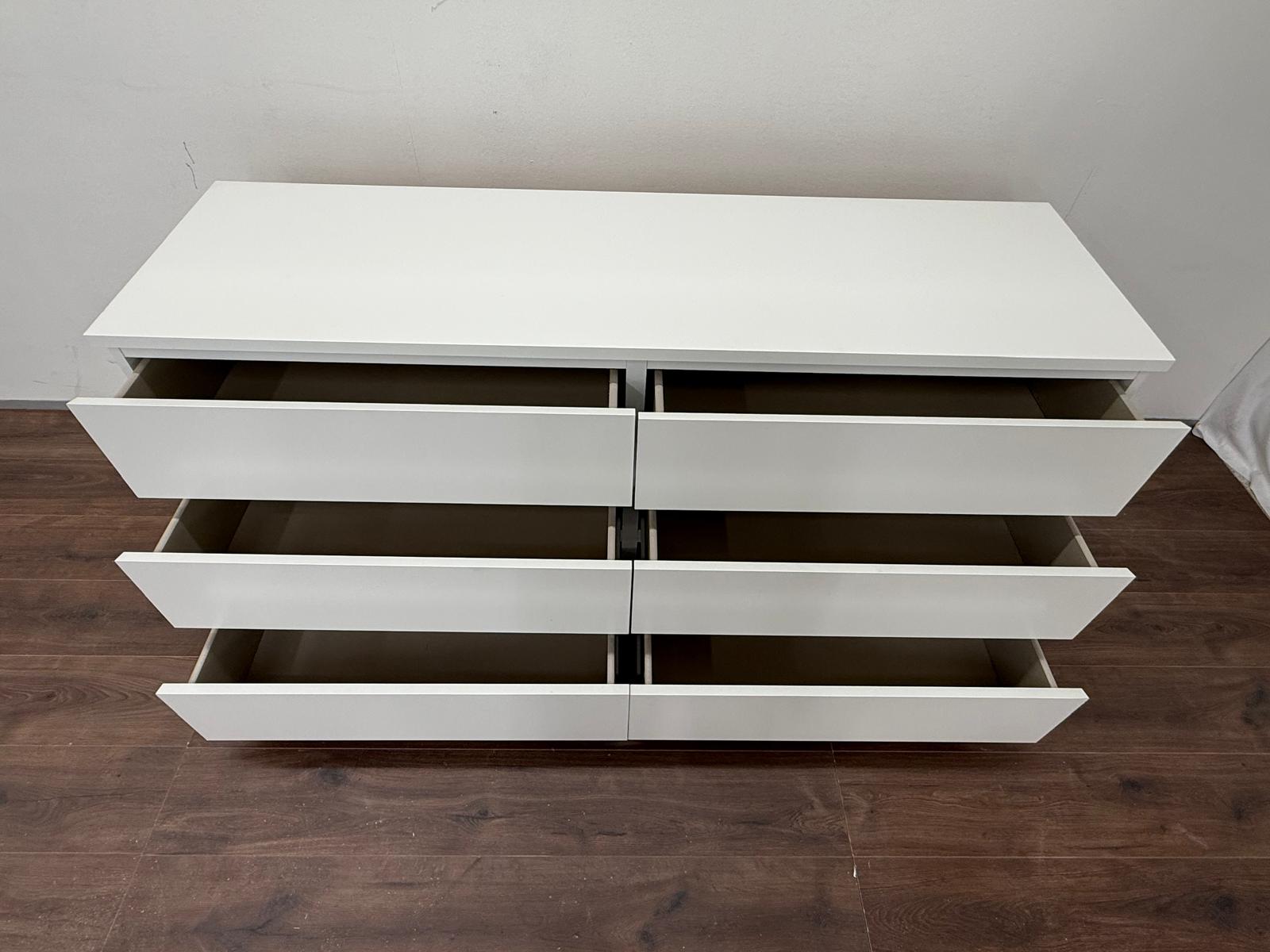 Ikea MALM Lipasto, 6 laatikkoa, valkoinen, 160x78 cm Kalustori