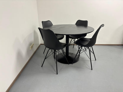 Pyöreä Ruokapöytä ja 4 Tuolia