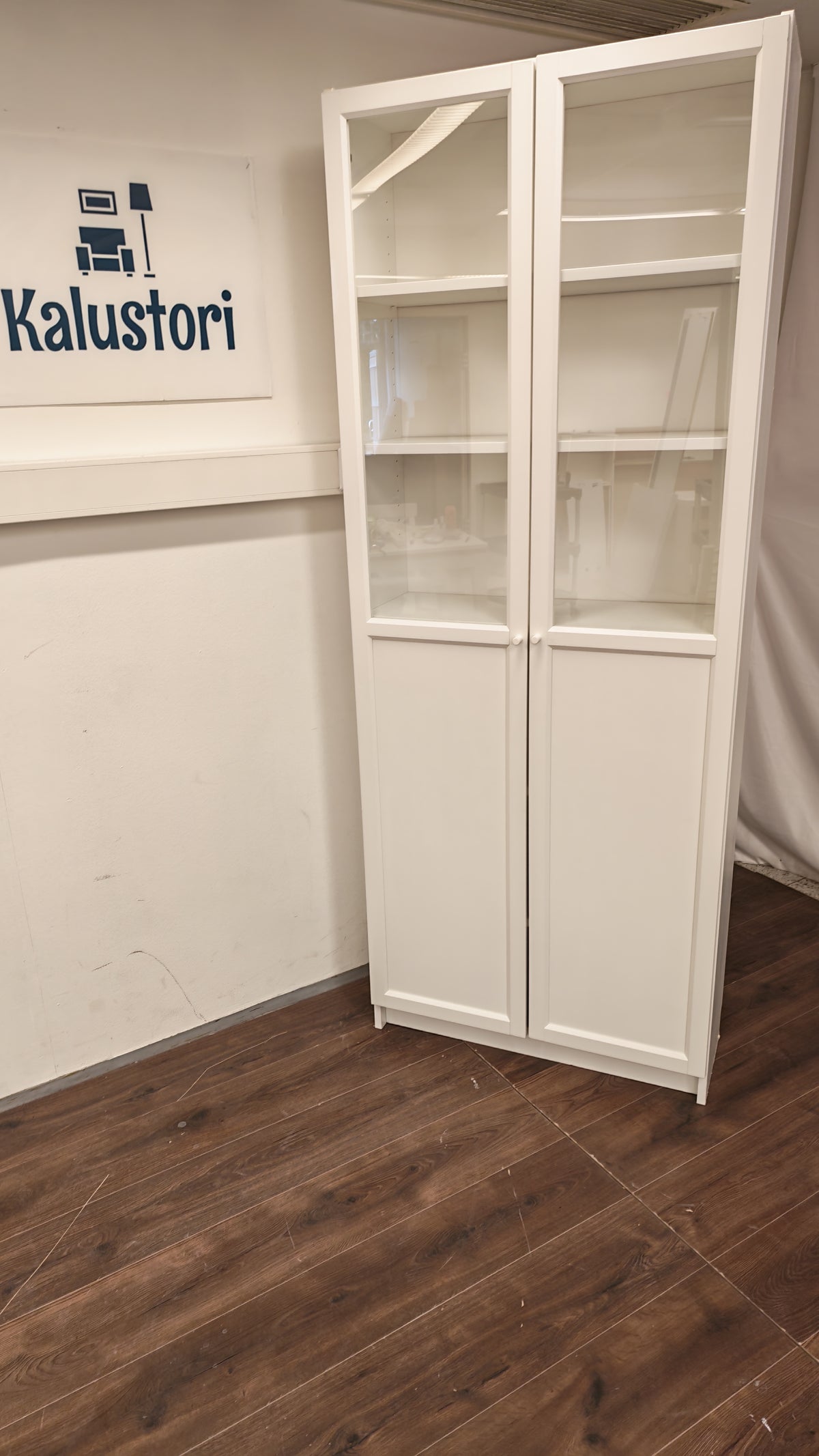 Ikea BILLY / OXBERG Kirjahylly+paneeli-/vitriiniovet, valkoinen, 80x30x202 cm Kalustori